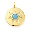 Flat Round Rack Plating Brass Micro Pave Cubic Zirconia Pendants Charms KK-S396-23-1