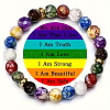 7 Chakra Energy Resin Round Beaded Stretch Bracelets WG95177-01-3