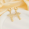 Fashionable Brass Clear Cubic Zirconia Double Snake with Wing Hoop Earrings IC7778-2-2