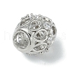 Rack Plating Brass Micro Pave Clear Cubic Zirconia Beads KK-A220-13P-2