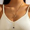 Heart Zinc Alloy & Natural Amethyst Chip Pendant Y Long Necklaces for Women FS-WGB8FC7-02-1