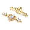 Rack Plating Brass Cubic Zirconia Triple Heart Connector Charm KK-C084-05G-03-2