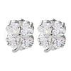 925 Sterling Silver Micro Pave Clear Cubic Zirconia Cuff Earrings EJEW-P296-14P-1