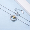 Elegant Stainless Steel Moissanite Ring Love You Pendant Necklaces for Women UI4384-2