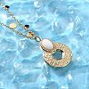 304 Stainless Steel & Oval White Glass Donut Pendant Necklaces for Women NJEW-A045-01G-3