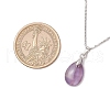 4Pcs 4 Styles Natural Labradorite & Amazonite & Rose Quartz & Amethyst Teardrop Pendant Necklaces NJEW-JN05230-3