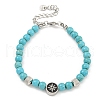 304 Stainless Steel & Synthetic Turquoise Round Beaded Bracelets for Women BJEW-G717-09-2