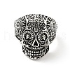 316 Stainless Steel Skull with Cross Finger Ring RJEW-C030-02G-AS-2