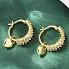 Heart Brass Micro Pave Clear Cubic Zirconia Hoop Earrings EJEW-S275-04G-1
