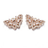 Brass Micro Pave Clear Cubic Zirconia Pendants KK-S359-087-RS-1