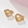 Valentine's Day Heart with Word Love Brass Micro Pave Clear Cubic Zirconia Stud Earrings EJEW-D305-22G-01-5