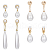 ANATTASOUL 4 Pairs 4 Style ABS Imitation Pearl Teardrop Clip-on Earrings EJEW-AN0004-84-1