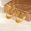 Retro Hong Kong Style Stainless Steel Hoop Earrings for Women BB2578-1
