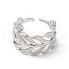 Non-Tarnish 304 Stainless Steel Leafy Branch Open Cuff Ring for Women RJEW-K245-31P-1