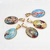 Virgin Mary Theme Glass Pendants X-GLAA-R193-GM-1