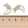 304 Stainless Steel Pave Natural White Shell Moon Pendants STAS-I325-030G-3