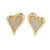 Brass Micro Pave Clear Cubic Zirconia Stud Earrings for Women EJEW-U034-01G-02-4