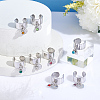 Mother's Day 8Pcs 8 Color Birthstone Rhinestone & 201 Stainless Steel Flat Round Charm Rings Set RJEW-AB00004-4