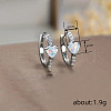 Heart Brass Micro Pave Clear Cubic Zirconia Hoop Earrings WGF4C00-01-4