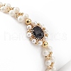 Glass & Shell Pearl Bead Bracele BJEW-TA00180-03-2
