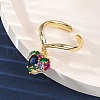 Brass Micro Pave Cubic Zirconia Open Cuff Rings for Women RJEW-U057-22B-G-3