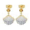 Brass Enamel & Quartz Stud Earring Findings KK-K388-18G-1