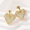 Brass Micro Pave Clear Cubic Zirconia Dangle Stud Earrings EJEW-F359-02G-4