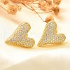 Rack Plating Brass Micro Pave Clear Cubic Zirconia Stud Earrings for Women EJEW-C125-06B-G-2
