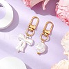 2Pcs Flower & Bowknot Plastic Imitation Pearl Pendant Decorations HJEW-JM02558-2