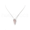 Natural Rose Quartz Geometry Pendant Necklace NJEW-JN04239-01-4