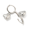 Heart Brass Micro Pave Clear Cubic Zirconia Huggie Hoop Dangle Earrings for Women AJEW-U003-03P-2
