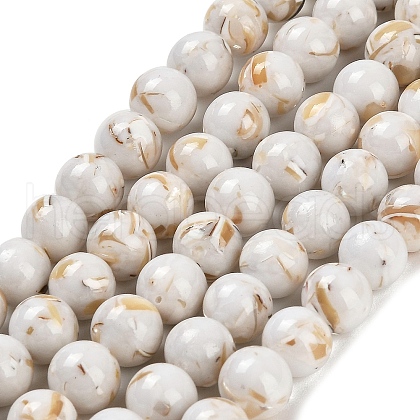 Assembled Synthetic Stone and Trochus Shell Beads Strands X-G-B128-08C-01-1