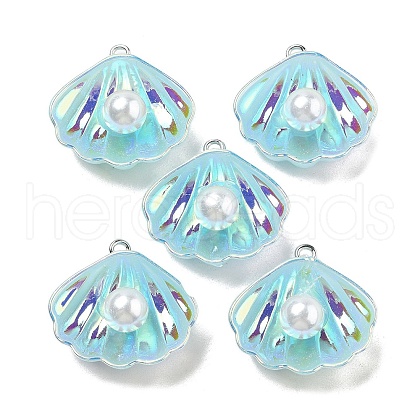 Resin Imitation Pearl Iridescent Pendants RESI-I062-01E-1