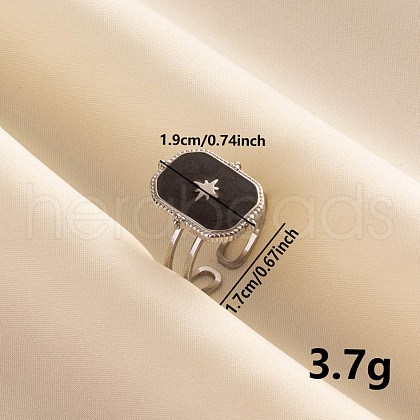 Fashion 304 Stainless Steel Enamel Cuff Ring FP2810-1-1