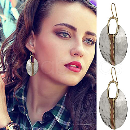Oval Alloy Dangle Earrings FS-WG1DD9E-01-1