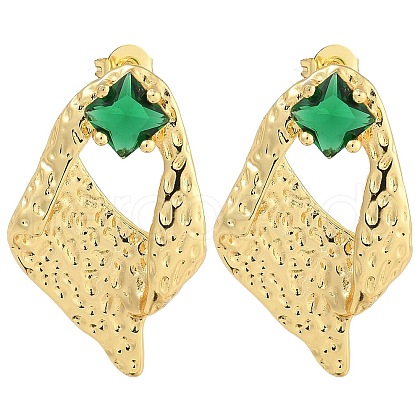 Brass Micro Pave Cubic Zirconia Stud Earrings EJEW-K293-07G-1