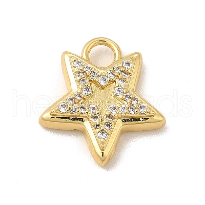 Rack Plating Brass Micro Pave Cubic Zirconia Pendants KK-P230-13G-1