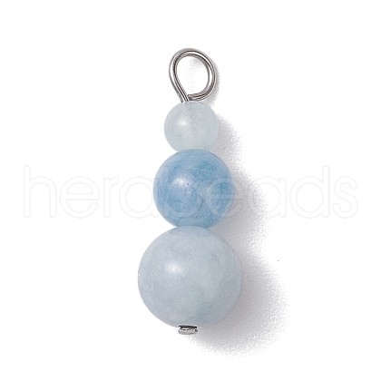 Natural Aquamarine Round Beaded Pendants PALLOY-JF02867-13-1