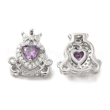 Brass Micro Pave Purple Cubic Zirconia Charms KK-F860-74P-01-1