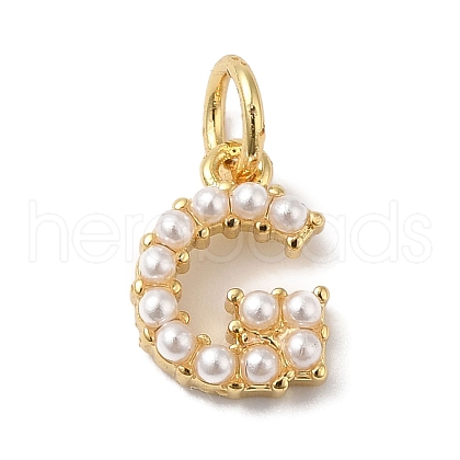 Rack Plating Brass with ABS Plastic Imitation Pearl Charms KK-B092-30G-G-1
