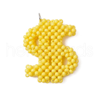 Glass Seed Beaded Dollar Pendants PALLOY-MZ00475-1