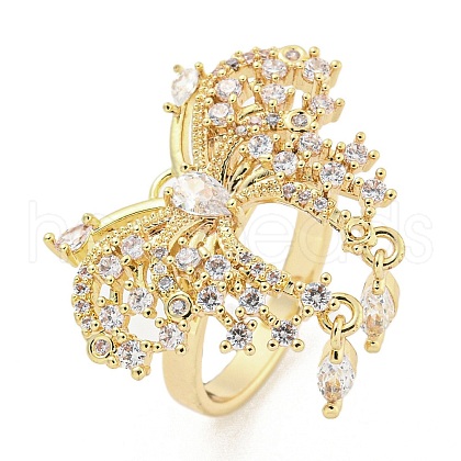 Brass Micro Pave Cubic Zirconia Cuff Rings RJEW-I103-096G-1