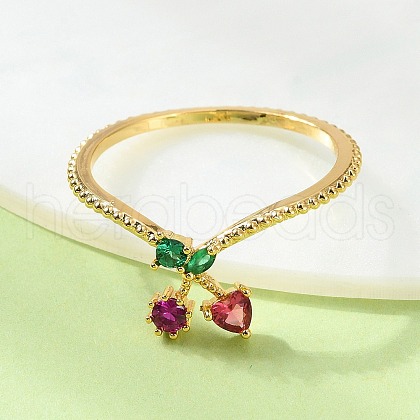 Brass Micro Pave Cubic Zirconia Finger Rings RJEW-Z102-01G-1