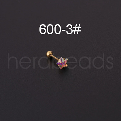 316L Surgical Stainless Steel Clear AB Cubic Zirconia Cartilage Earrings WG3C59B-08-1