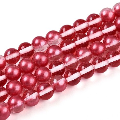 Baking Painted Transparent Glass Beads Strands DGLA-N011-8mm-06-1