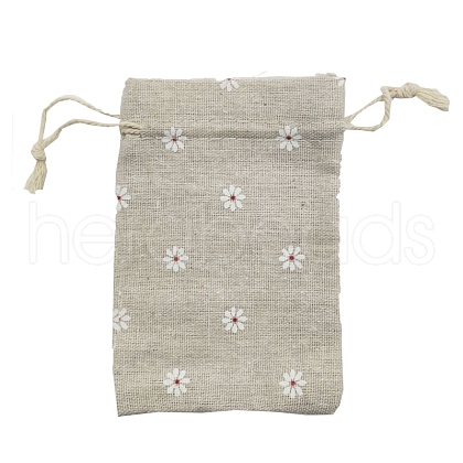 Printed Cotton Imitation Burlap Packing Pouches Drawstring Bags PW-WG7B662-19-1