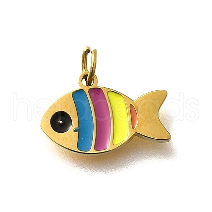 304 Stainless Steel Enamel Charms STAS-R153-07G-02-1