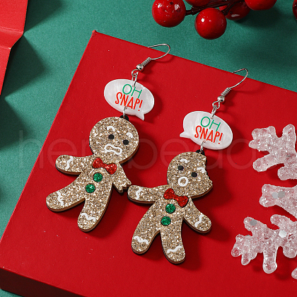 Festive Christmas Acrylic Dangle Earrings for Holiday Season Celebration KD3160-10-1