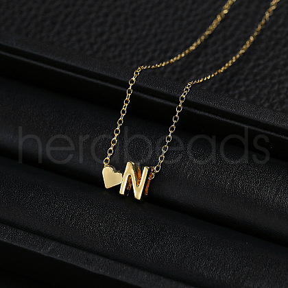 Alloy Letter Heart Pendant Necklaces for Women WGBB55E-10-1