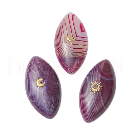 3Pcs 3 Styles Dyed Natural Brazilian Agate Cabochons PALLOY-JF04017-02-1